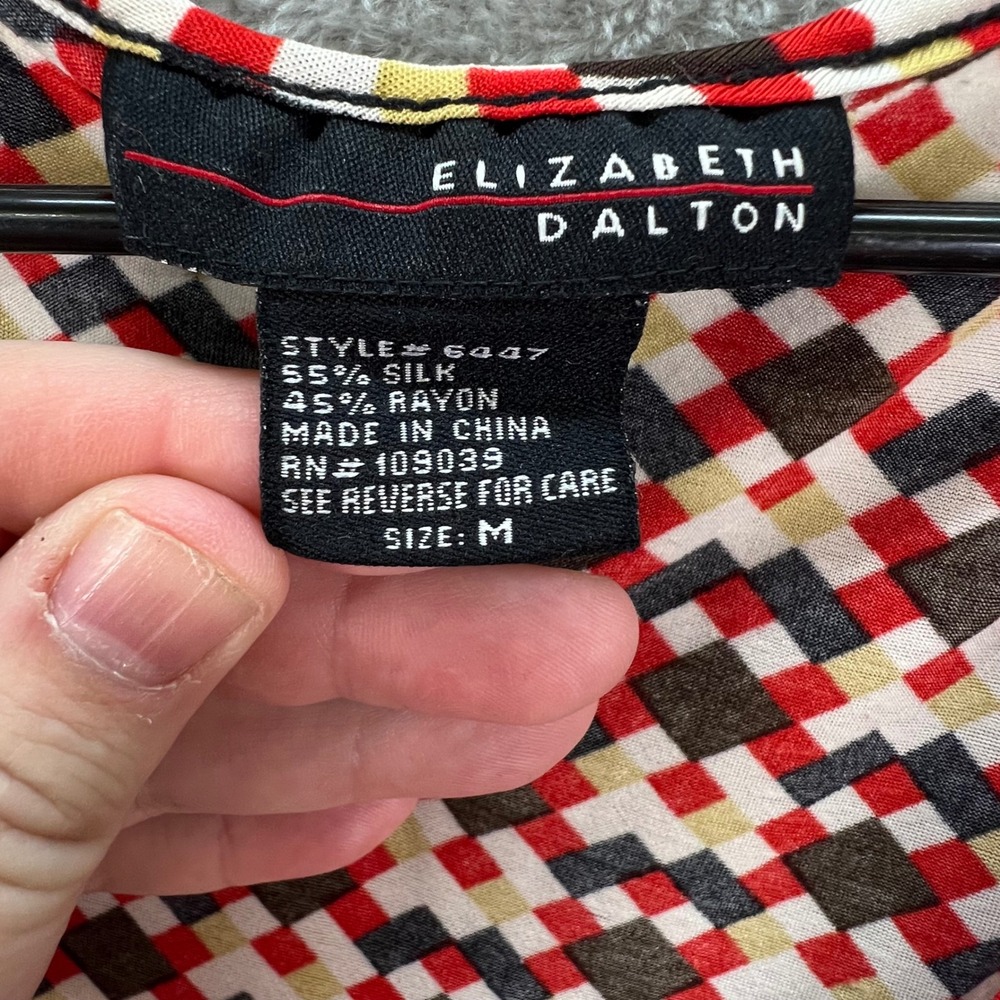Elizabeth Dalton M Silk Blend Geometric Ruched Faux Wrap Y2K Bodycon Retro Chic - Picture 7 of 8